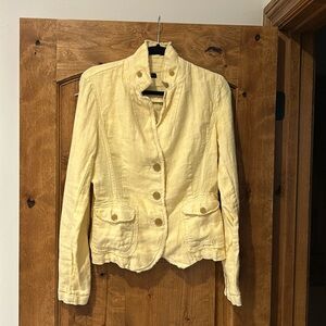 J. Crew Linen Distressed Yellow Blazer